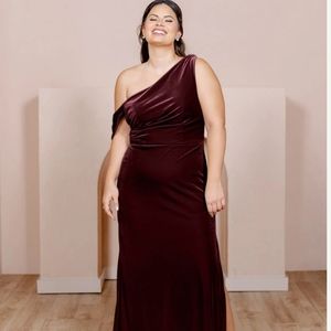 Revelry Moira Bridesmaid Dress in Burgundy Velvet